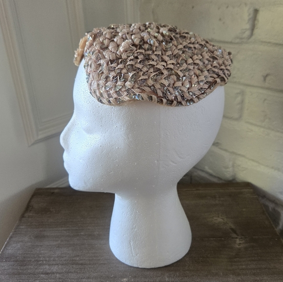 Vtg 50s-does-20s Fascinator Hat With Sequins, Gatsby, Party, Wedding, S/M - Picture 4 of 7